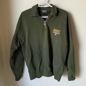Roots Oversized Forest Green Quarter Zip